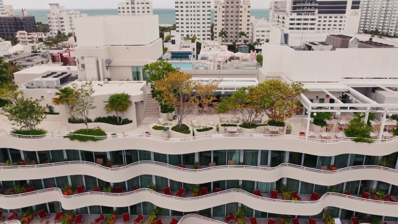 Aerial view of the Vilebrequin La Plage Miami rooftop